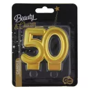 Farbe Gold Goldene Tortenkerze Nummer 50