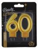 Farbe Gold Goldene 60-Geburtstagskerze, Zahlenkerze