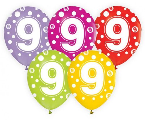 Geburtstag Dots Happy Birthday 9 Ballons, 5er-Set 12 Zoll (30cm)