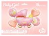 Rosa Kinderwagen Carriage Pink Folienballon 5er Set Set
