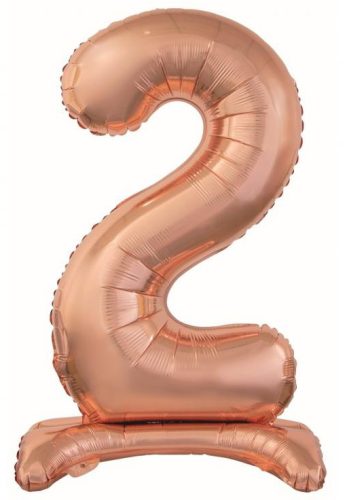 rose gold Nummer 2 Folienballon mit Sockel 74 cm