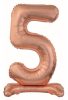 Nummer Rose Gold Zahl 5 Folienballon mit Sockel 74 cm
