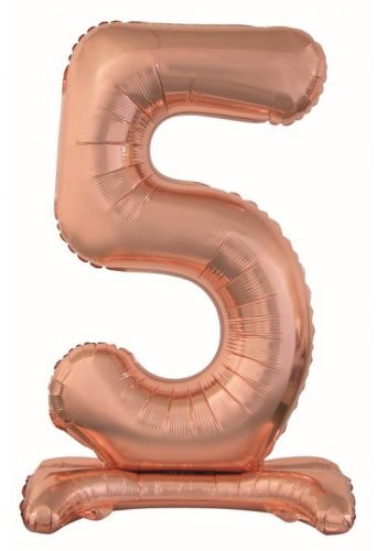 Nummer Rose Gold Zahl 5 Folienballon mit Sockel 74 cm