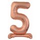 Nummer Rose Gold Zahl 5 Folienballon mit Sockel 74 cm