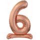 Nummer Rose Gold Nummer 6 Folienballon mit Sockel 74 cm