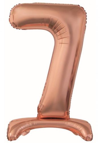 Nummer Rose Gold Zahl 7 Folienballon mit Basis 74 cm