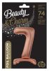 Nummer Rose Gold Zahl 7 Folienballon mit Basis 74 cm