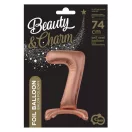 Nummer Rose Gold Zahl 7 Folienballon mit Basis 74 cm