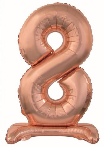 rose gold Nummer 8 Folienballon mit Sockel 74 cm