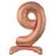 Nummer Rose Gold 9er-Zahlenfolienballon mit Sockel 74 cm