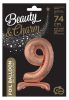 Nummer Rose Gold 9er-Zahlenfolienballon mit Sockel 74 cm