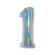 Nummer Holographisches Silber, Silberne Zahl 1 Folienballon 76 cm