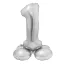 Nummer Silver Silberne Zahl 1 Folienballon mit Standfuß, 72 cm