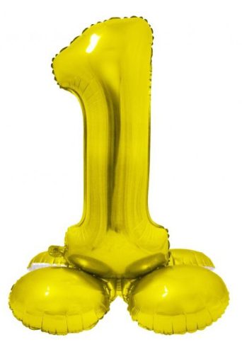 Gold 1 gold nummer Folienballon mit Standfuß 72 cm