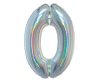 Nummer Holographisches Silber, Silber Nummer 0 Folienballon 76 cm