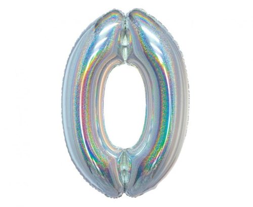 Nummer Holographisches Silber, Silber Nummer 0 Folienballon 76 cm