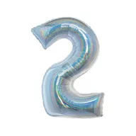 Nummer Holographic Silber Folienballon Nummer 2, 76 cm