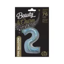 Nummer Holographic Silber Folienballon Nummer 2, 76 cm