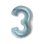 Nummer Holographic Silver, Silberne Nummer 3 Folienballon 76 cm