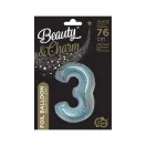 Nummer Holographic Silver, Silberne Nummer 3 Folienballon 76 cm