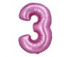 Satin pink, Rosa Nummer 3 Folienballon 76 cm