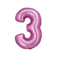 Nummer Satin Pink Rosa Nummer 3 Folienballon 76 cm