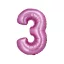 Nummer Satin Pink Rosa Nummer 3 Folienballon 76 cm