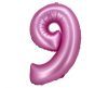 Satin pink, Rosa Nummer 9 Folienballon 76 cm