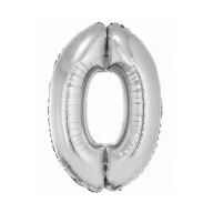Nummer Silver Silberne Zahl 0 Folienballon 76 cm