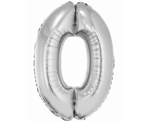 Nummer Silver Silberne Zahl 0 Folienballon 76 cm