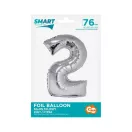 Nummer Silver Silberne Zahl 2 Folienballon 76 cm