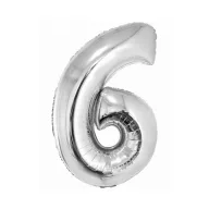 Nummer Silver Silberne Nummer 6 Folienballon 76 cm