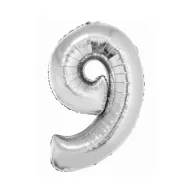 Nummer Silver Silberne Nummer 9 Folienballon 76 cm