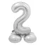 Nummer Silver Silberne Nummer 2 Folienballon mit Basis 72 cm