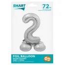 Nummer Silver Silberne Nummer 2 Folienballon mit Basis 72 cm