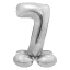 Nummer Silver Silberne Nummer 7 Folienballon mit Sockel 72 cm