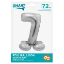 Nummer Silver Silberne Nummer 7 Folienballon mit Sockel 72 cm