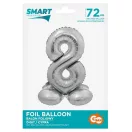 Nummer Silver Silberne Folienballon Zahl 8 mit Sockel 72 cm
