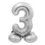 Nummer Silver Silberne Nr. 3 Folienballon mit Basis 72 cm