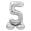 Nummer Silver Silberne Zahl 5 Folienballon mit Sockel 72 cm