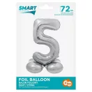 Nummer Silver Silberne Zahl 5 Folienballon mit Sockel 72 cm
