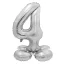 Nummer Silver Silberne Nummer 4 Folienballon mit Fuß 72 cm
