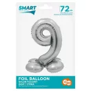 Nummer Silver Silberne Zahl 9 Folienballon mit Basis 72 cm