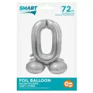 Nummer Silver Silberne Zahl 0 Folienballon mit Ständerbasis 72 cm