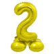 Gold 2 gold nummer Folienballon mit Standfuß 72 cm