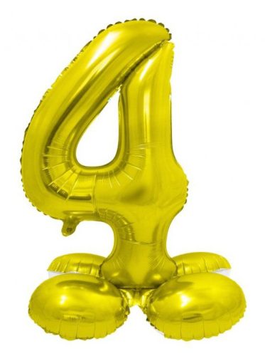 Gold 4 gold Zahl Folienballon mit Standfuß 72 cm