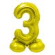 Gold 3 gold Zahl Folienballon mit Standfuß 72 cm