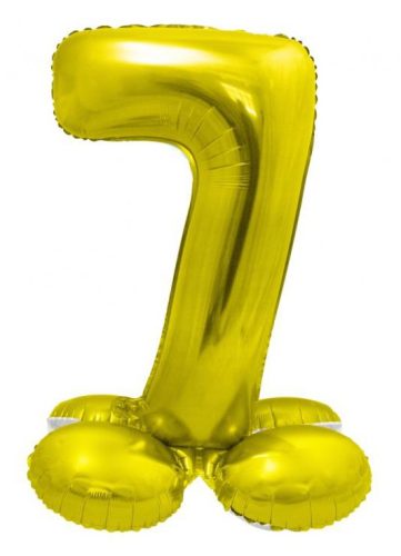 Gold 7 gold Zahl Folienballon mit Standfuß 72 cm