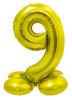 Gold 9 gold Zahl Folienballon mit Standfuß 72 cm
