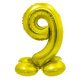 Gold 9 gold Zahl Folienballon mit Standfuß 72 cm